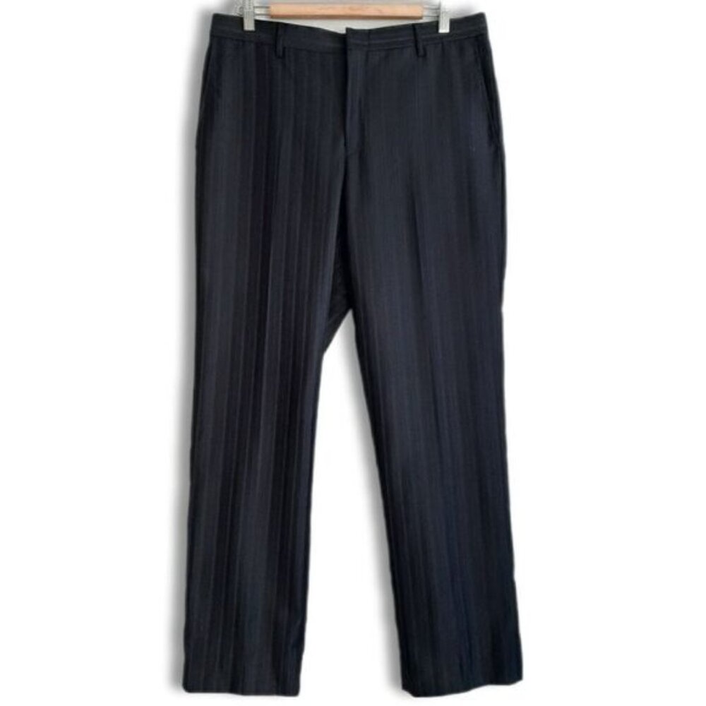 TED BAKER London Dress Pants Tonal Stripe Solid Navy Blue Sz 36